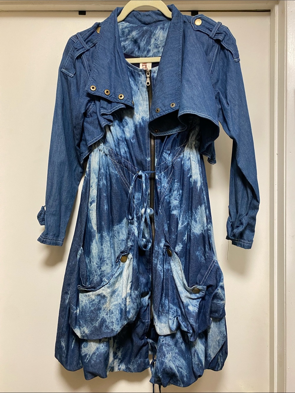 Artka , Tie-Dye Denim Trench Drees -